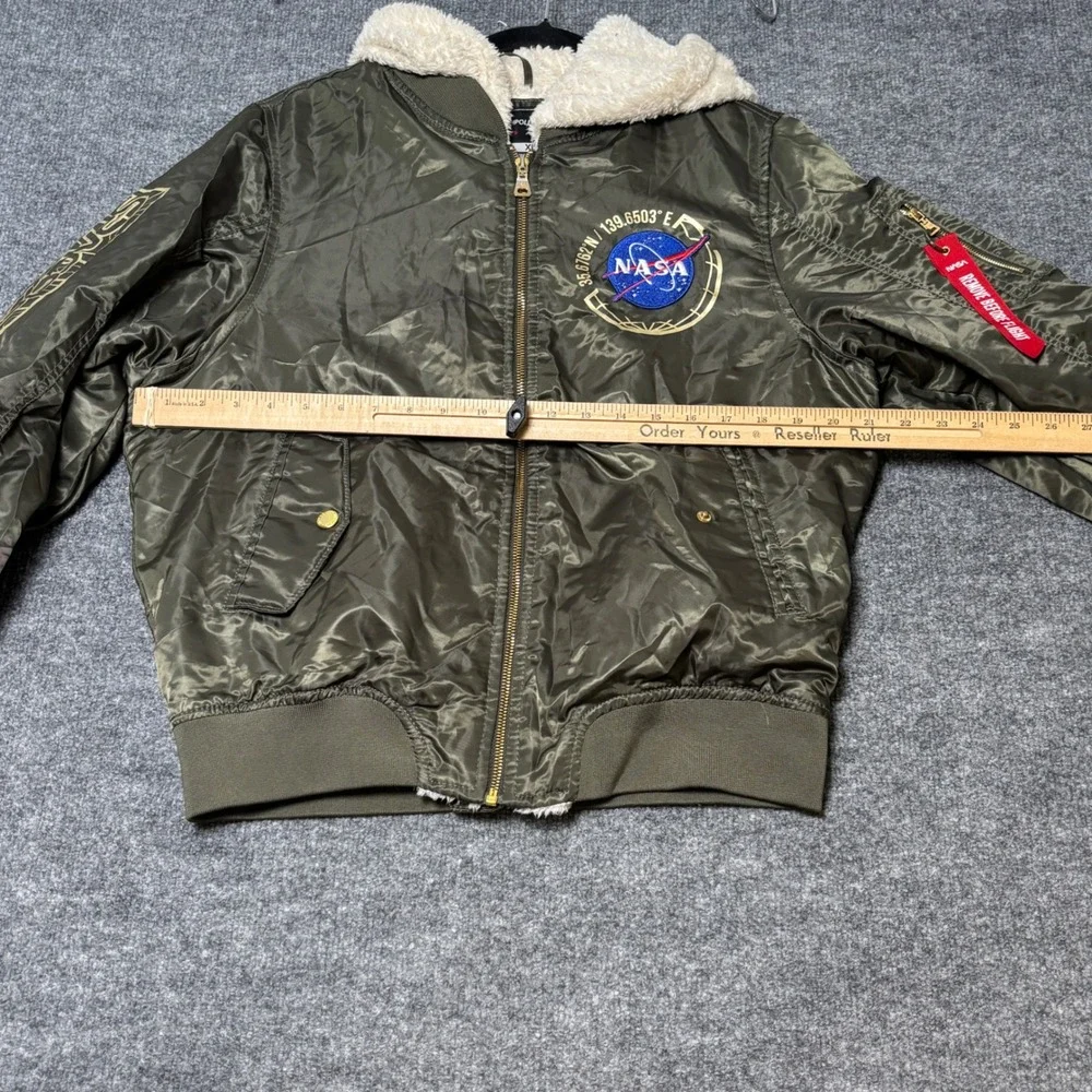 Southpole Kids Bomber Jacket NASA Space Explorer Sherpa‎ Lined Olive Green XL